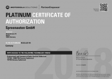 Motorola-Platinum-Partner Certyfikat firmy Spreenauten GmbH