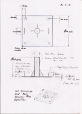 Szkic konstrukcji podstawy masztu antenowego (biuro inżynierskie Knappe)